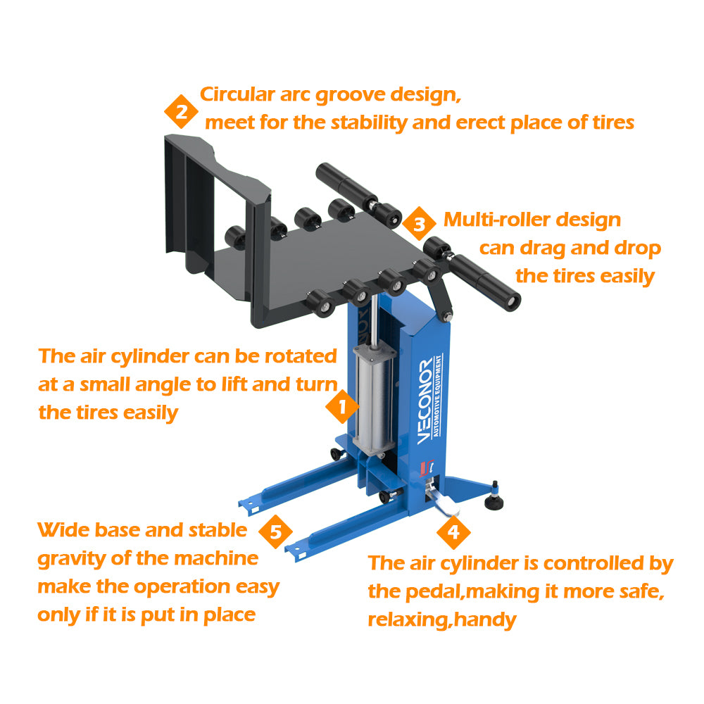 Pneumatic Tyre Wheel Lifter for Tire Changer Universal Air Operation Tire Lifting Machine Wheel Moving Carrying Device