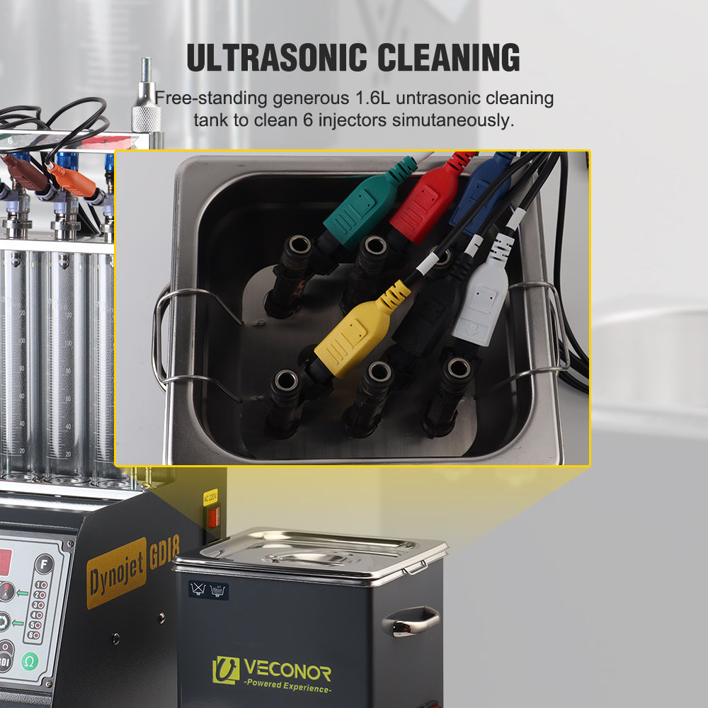 Intelligent Car GDI Fuel Injector Cleaner & Tester Cleaning Machine Ultrasonic Cleaner 8-Cylinders 110V 220V